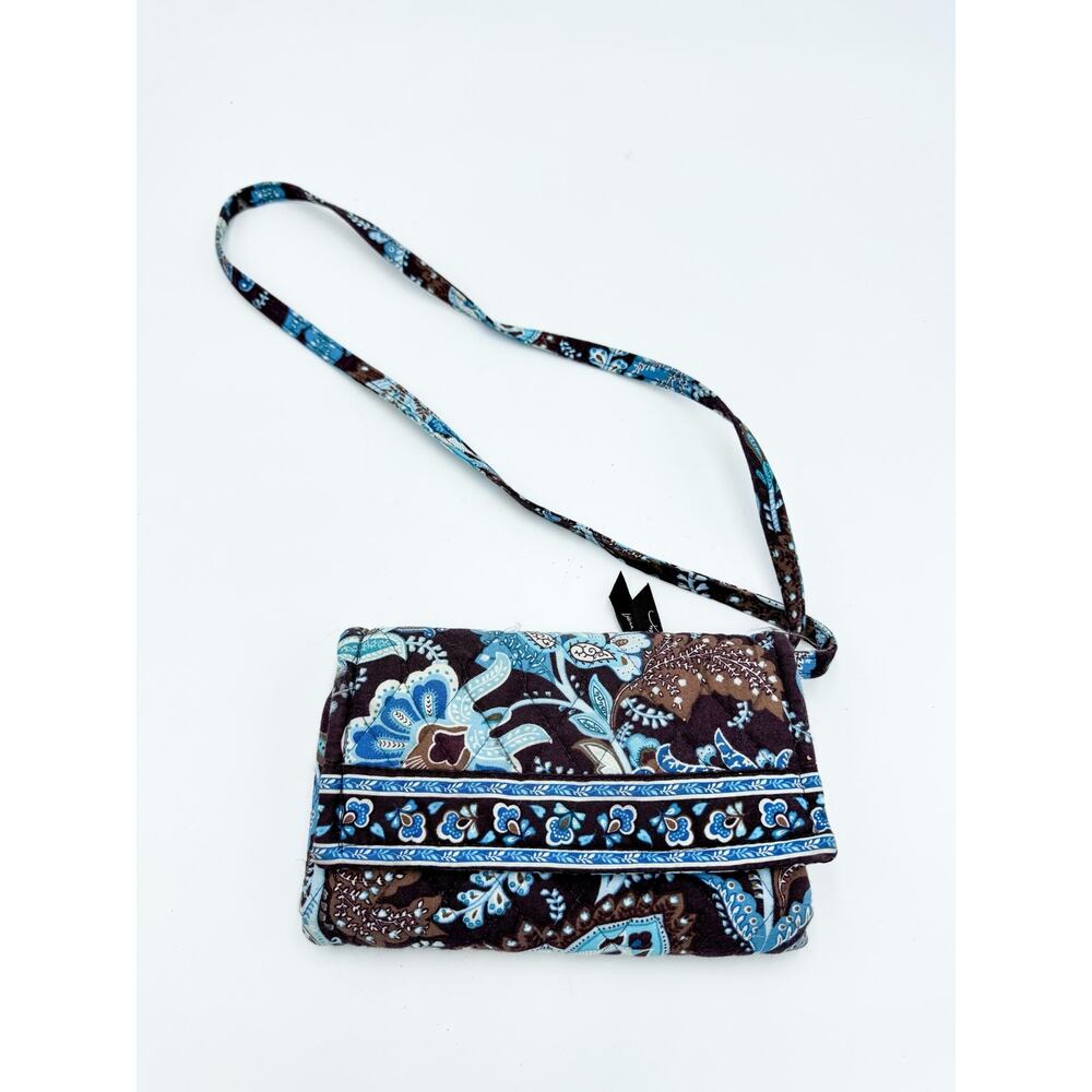 Vera Bradley Java Blue Leaf Wristlet Trifold Clut… - image 1